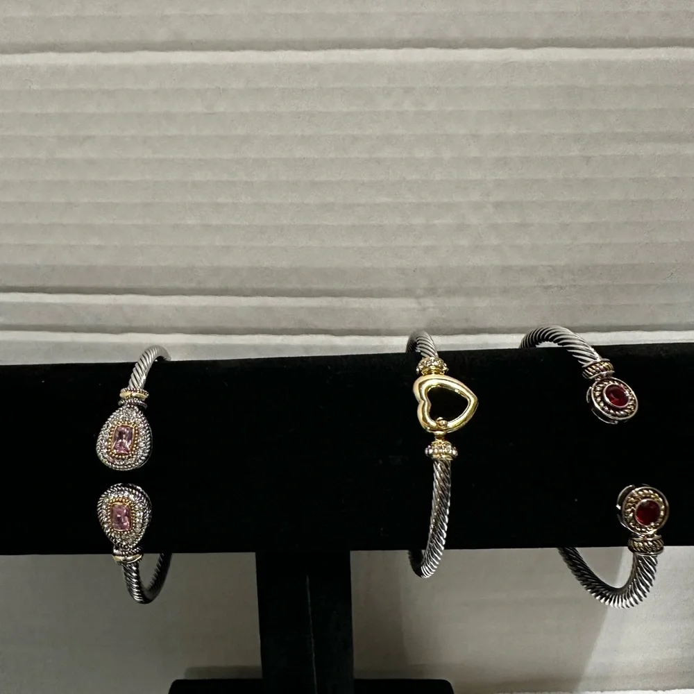 Silver Cable Flex Heart Station Bracelet - Women Jewelry